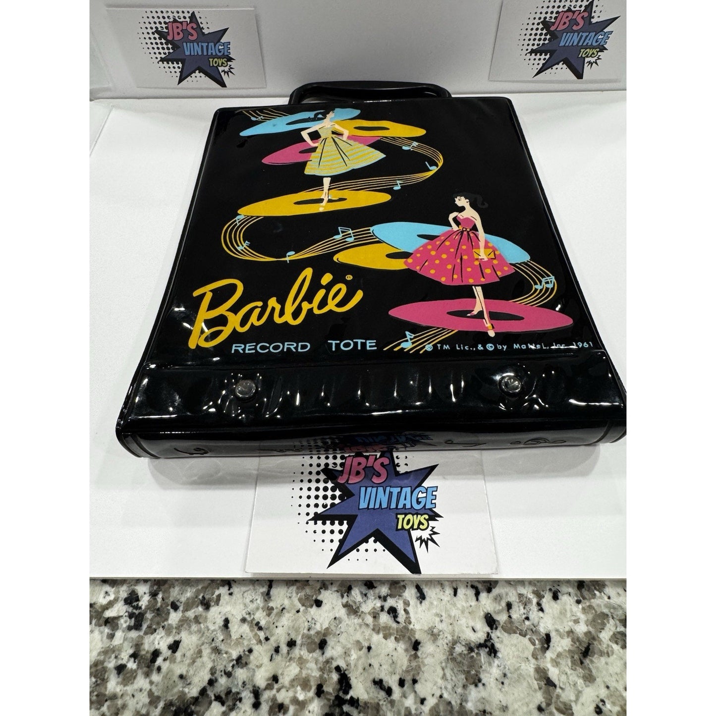 Complete Black 1961 Barbie Record Mattel Tune Tote Holds 10 Records