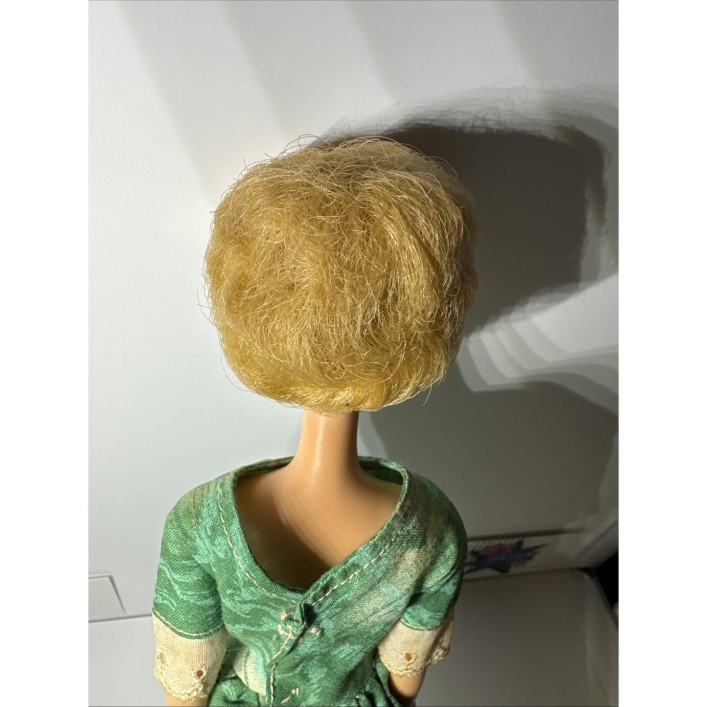 Vintage 1960’s Barbie Bubblecut Blonde wearing Green Sheath Dress