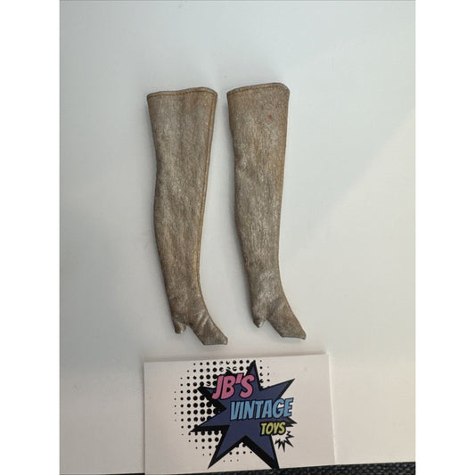 Vintage Barbie Doll Clothing Golden Groove Boots Rare #1593 Sears 1969 Gold Lame