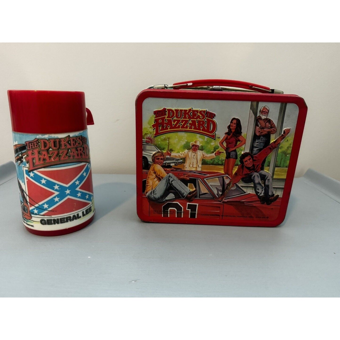 VINTAGE 1980 ALADDIN METAL LUNCH BOX Dukes OF Hazzard Thermos 1980s General Lee