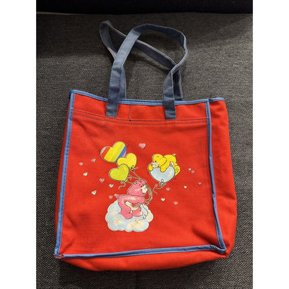 Rare Vintage 80’s American Greetings Care Bears Snap Canvas Tote Bag Red