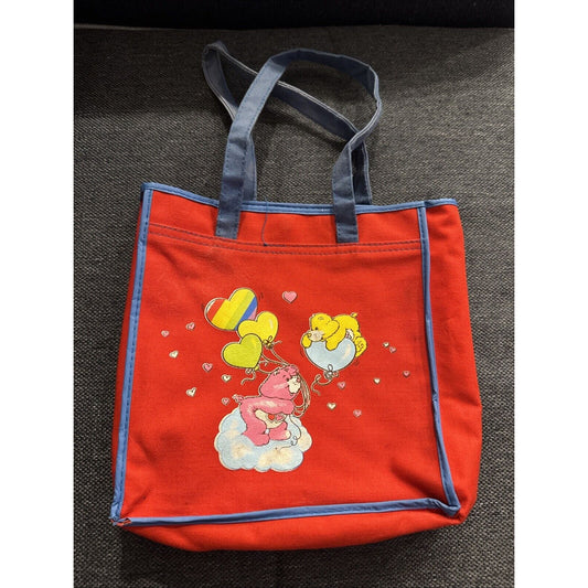 Rare Vintage 80’s American Greetings Care Bears Snap Canvas Tote Bag Red