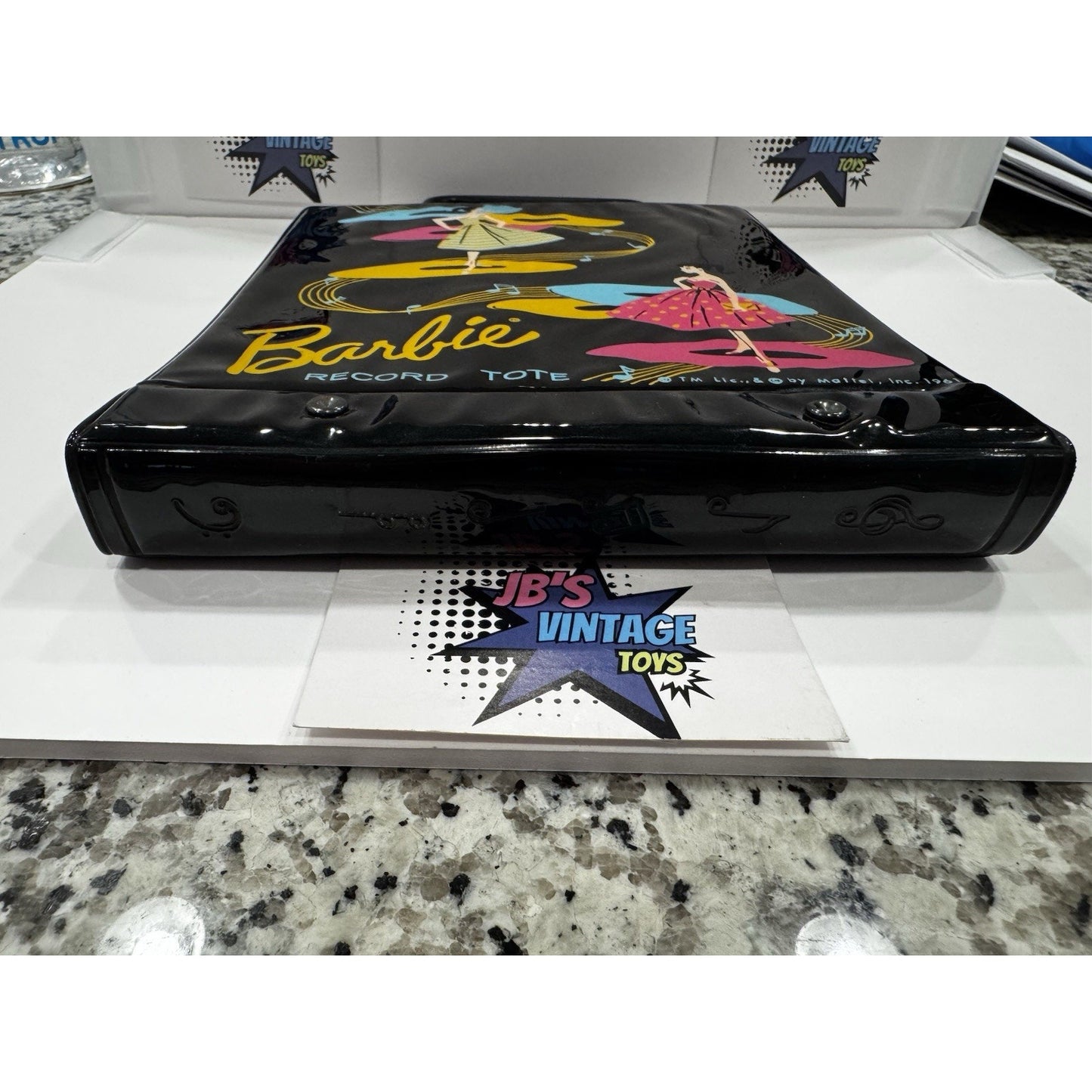 Complete Black 1961 Barbie Record Mattel Tune Tote Holds 10 Records