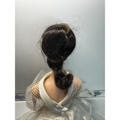 Vintage Barbie Doll #5 Ponytail Brunette In Unknown Branded Wedding Dress