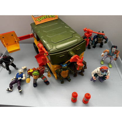 Vintage 1989 Teenage Mutant Ninja Turtles TMNT Party Wagon Complete With Figures