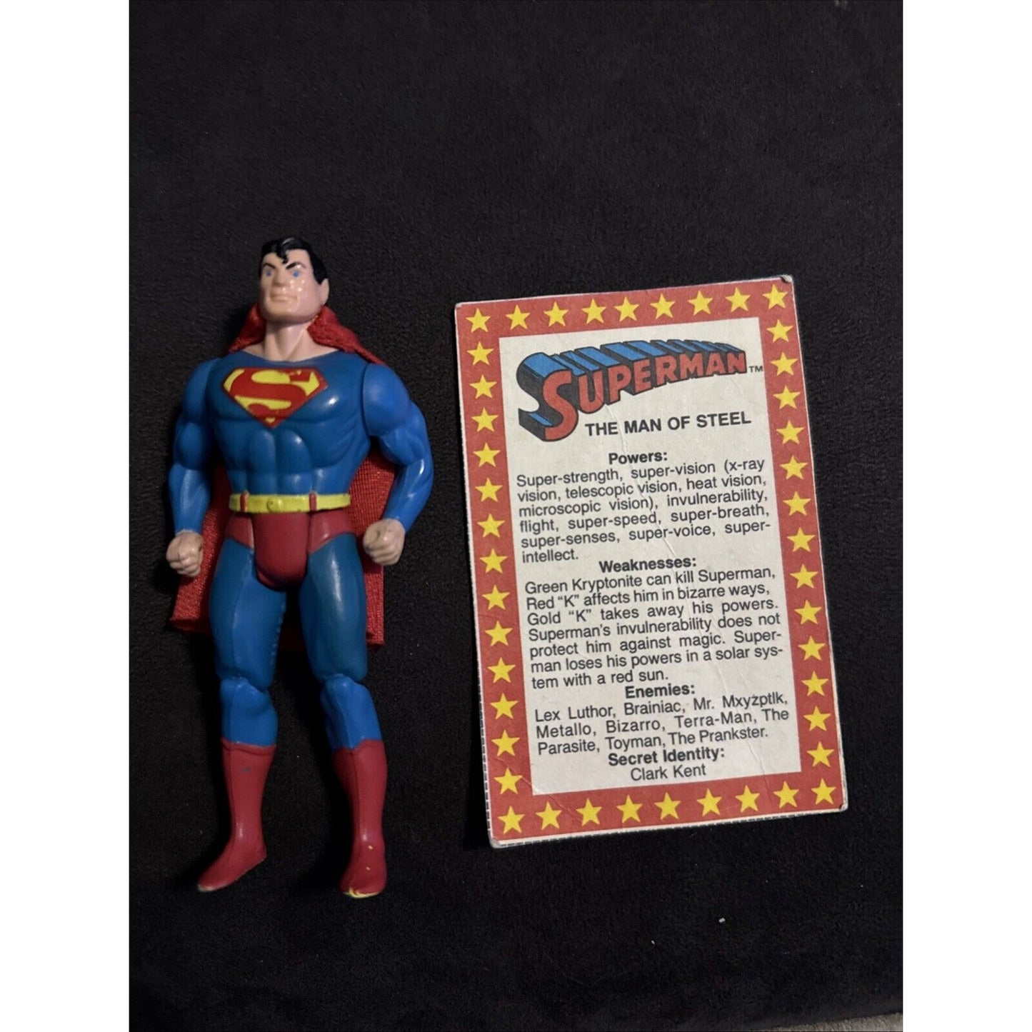 Super Powers Superman With Cape 1984 Action Figure DC Comics Kenner Card Back