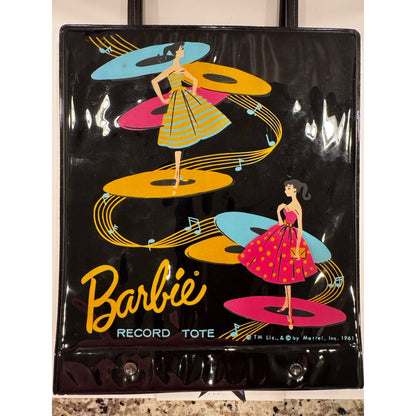 Complete Black 1961 Barbie Record Mattel Tune Tote Holds 10 Records