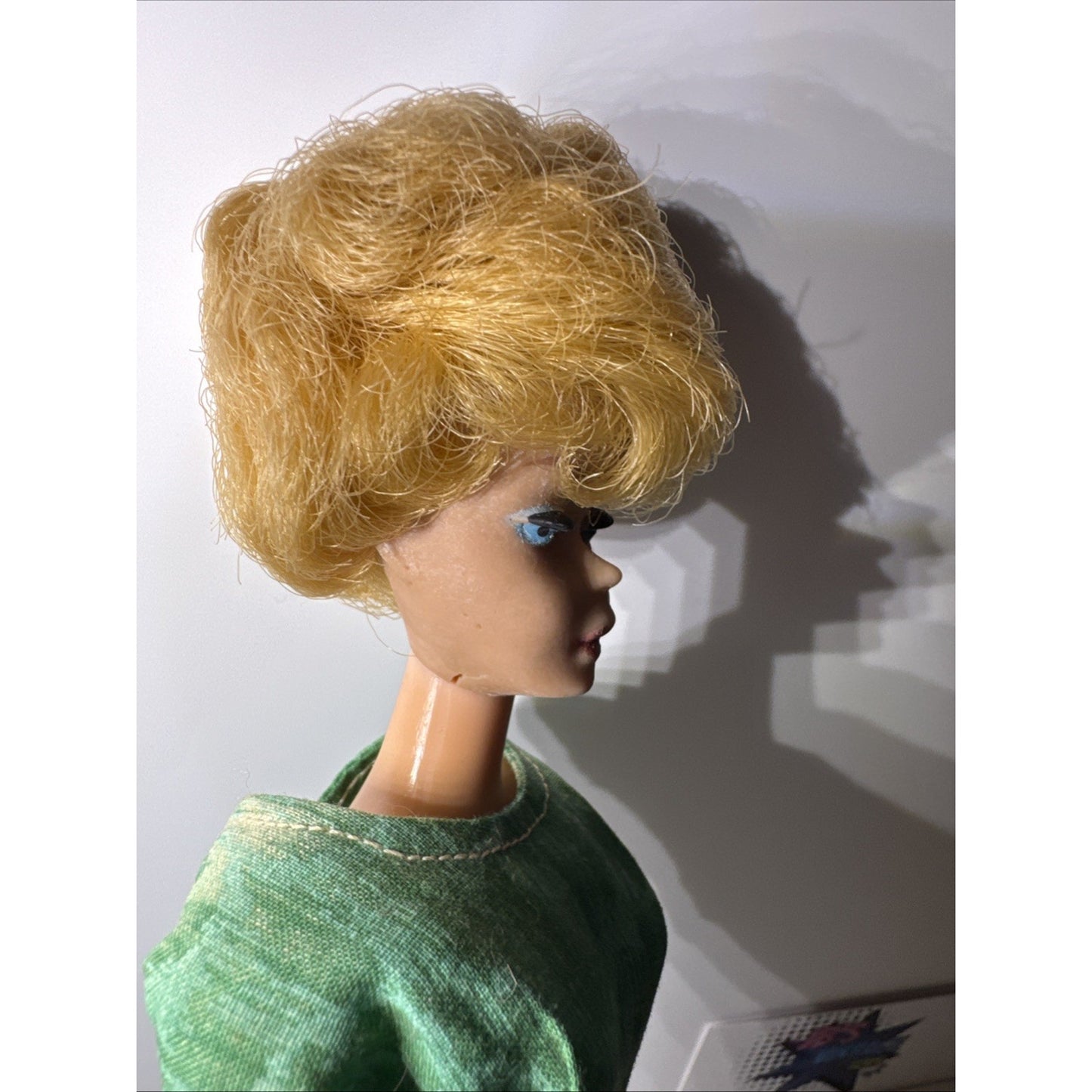 Vintage 1960’s Barbie Bubblecut Blonde wearing Green Sheath Dress