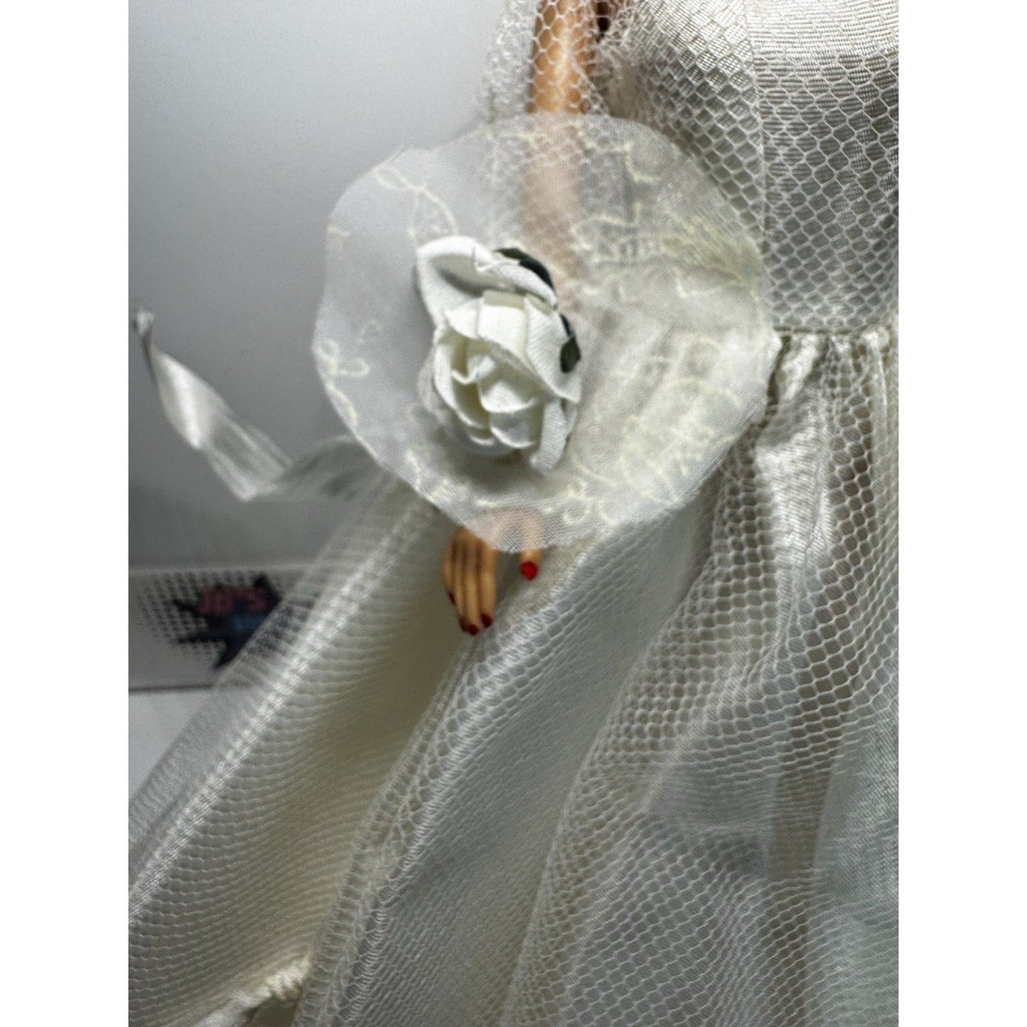 Vintage Barbie Doll #5 Ponytail Brunette In Unknown Branded Wedding Dress